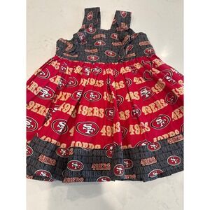 San Francisco 49ers Girls Handmade Pinafore Dress Red Gold NFL Game Day